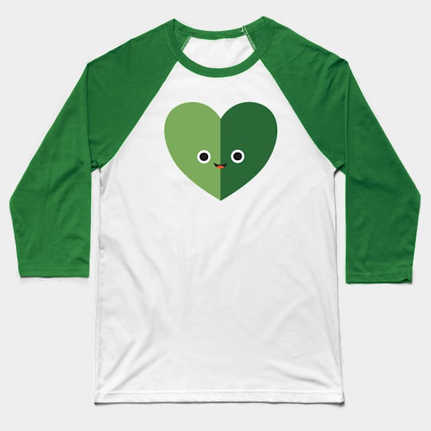 Green Love Nature Heart Baseball T-Shirt by katelein